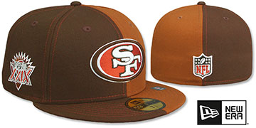 49ers SB XXIX 'SPLIT SIDE-PATCH' Brown-Wheat Fitted Hat by New Era