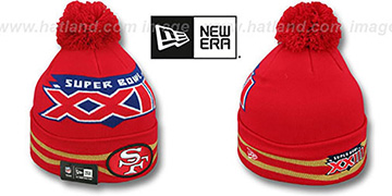 49ers 'SUPER BOWL XXIII' Red Knit Beanie Hat by New Era