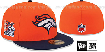 Broncos 'NFL 3X SUPER BOWL CHAMPS' Orange-Navy Fitted Hat by New Era
