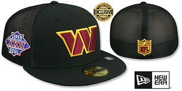 Commanders SB XXII 'MESH-BACK SIDE-PATCH' Black-Black Fitted Hat by New Era