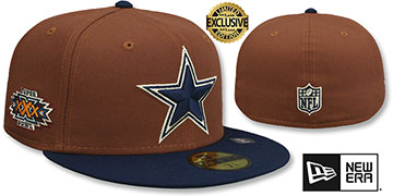 Cowboys 'HARVEST SIDE-PATCH' Brown-Navy Fitted Hat by New Era