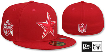 Cowboys 'SB XXVII SIDE-PATCH' Red-White Fitted Hat by New Era