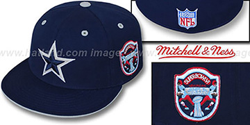 Cowboys 'SCRIMMAGE PATCH' Navy Fitted Hat by Mitchell & Ness