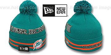 Dolphins 'SUPER BOWL VIII' Aqua Knit Beanie Hat by New Era