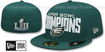 Eagles 'SUPER BOWL LII CHAMPIONS' Green Fitted Hat by New Era