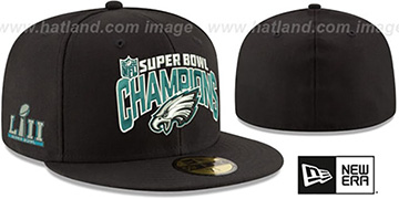 Eagles 'SUPER BOWL LII CHAMPS' Black Fitted Hat by New Era