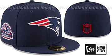 Patriots 4X 'TITLES SIDE-PATCH' Navy Fitted Hat by New Era