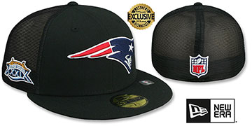 Patriots SB XXXIX 'MESH-BACK SIDE-PATCH' Black-Black Fitted Hat by New Era