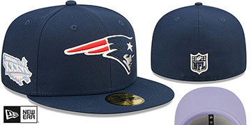 Patriots SB XXXVI 'POP-SWEAT' Navy-Lavender Fitted Hat by New Era