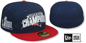 Patriots 'SUPER BOWL LIII CHAMPIONS' Navy-Red Fitted Hat by New Era