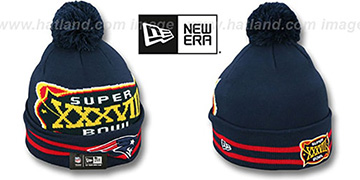 Patriots 'SUPER BOWL XXXVIII' Navy Knit Beanie Hat by New Era
