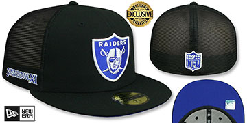 Raiders SB XI 'MESH-BACK SIDE-PATCH' Black-Royal Fitted Hat by New Era