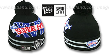 Raiders 'SUPER BOWL XVIII' Black Knit Beanie Hat by New Era