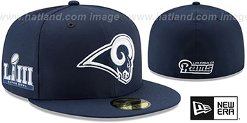 Rams 'NFL SUPER BOWL LIII ONFIELD' Navy Fitted Hat by New Era