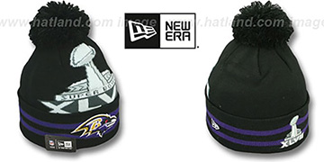 Ravens 'SUPER BOWL XLVII' Black Knit Beanie Hat by New Era