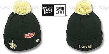 Saints 'SUPER BOWL PATCHES' Black Knit Beanie Hat by New Era
