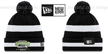 Seahawks 'SUPER BOWL XLVIII CHAMPS ' Black-White Knit Beanie Hat by New Era