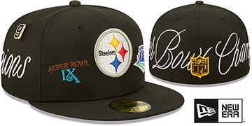 Steelers 'HISTORIC CHAMPIONS' Black Fitted Hat by New Era