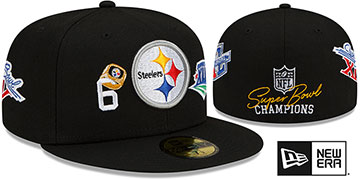 Steelers 'RINGS-N-CHAMPIONS' Black Fitted Hat by New Era