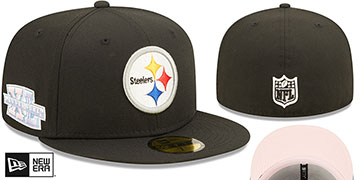 Steelers SB XL 'POP-SWEAT' Black-Pink Fitted Hat by New Era