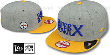 Steelers 'SUPER BOWL X SNAPBACK' Grey-Gold Hat by New Era