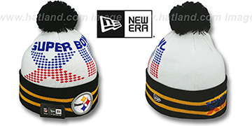 Steelers 'SUPER BOWL XIII' White Knit Beanie Hat by New Era