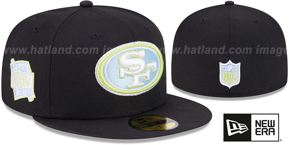 49ers 'COLOR PACK SIDE-PATCH' Black Fitted Hat by New Era
