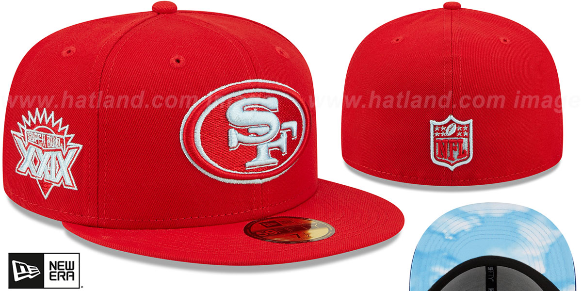49ers SB XXIX 'CLOUD-UNDER' Red Fitted Hat by New Era