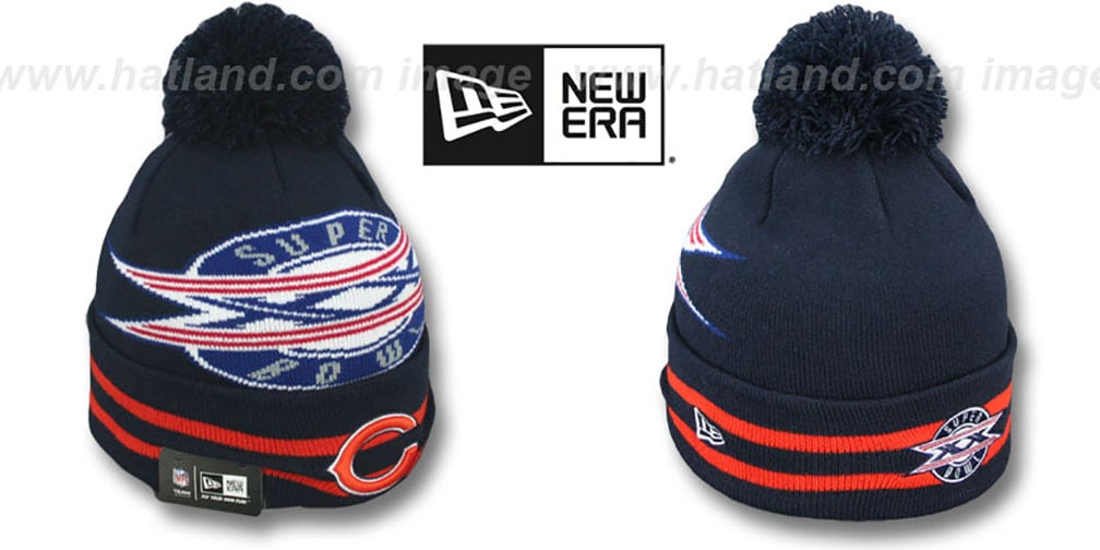 Bears 'SUPER BOWL XX' Navy Knit Beanie Hat by New Era