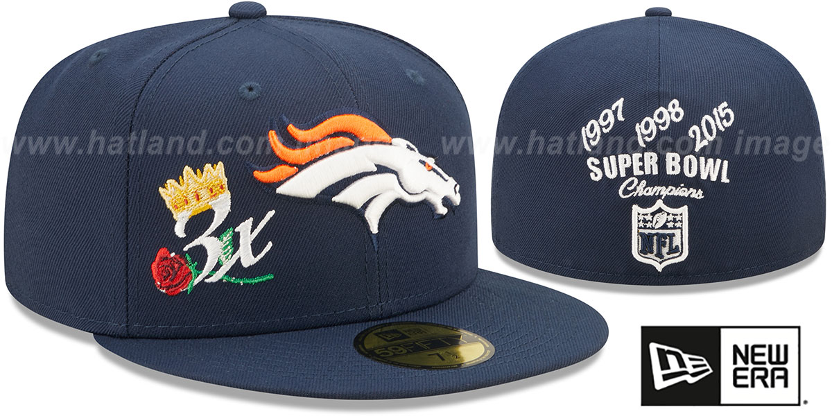 Broncos 'CROWN CHAMPS' Navy Fitted Hat by New Era