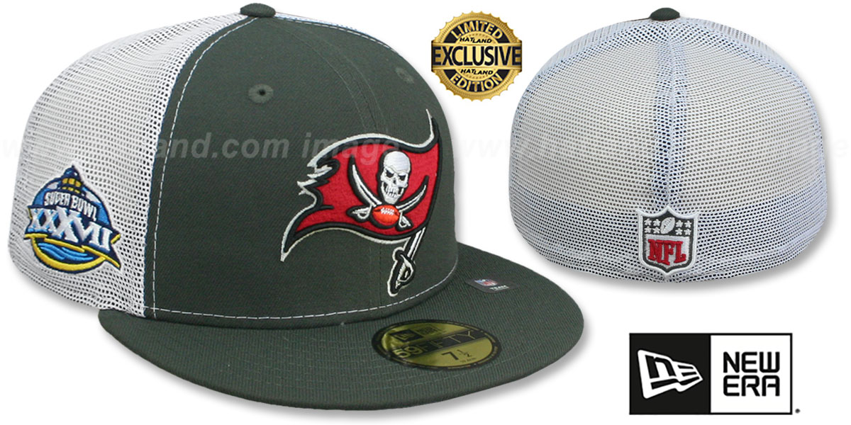 Buccaneers SB XXXVII 'MESH-BACK SIDE-PATCH' Grey-White Fitted Hat by New Era