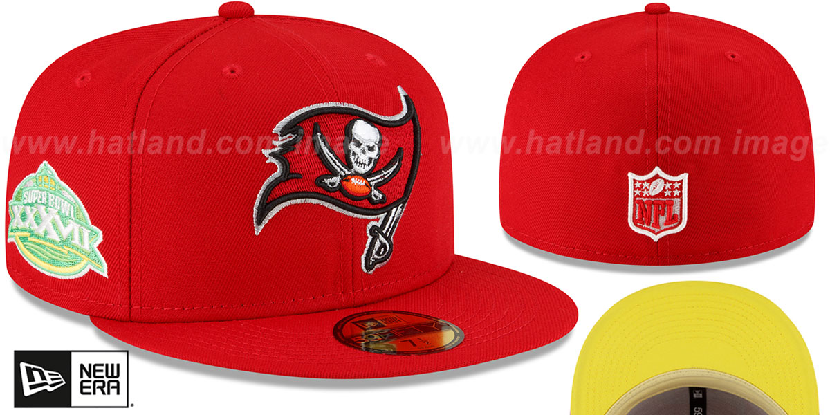 Buccaneers SUPER BOWL XXXVII 'CITRUS POP' Red-Yellow Fitted Hat by New Era