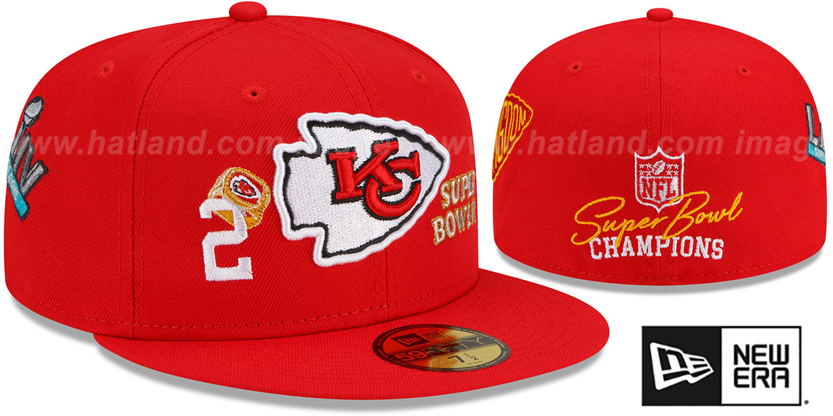 Chiefs 'RINGS-N-CHAMPIONS' Red Fitted Hat by New Era
