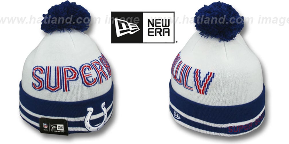 Colts 'SUPER BOWL V' White Knit Beanie Hat by New Era