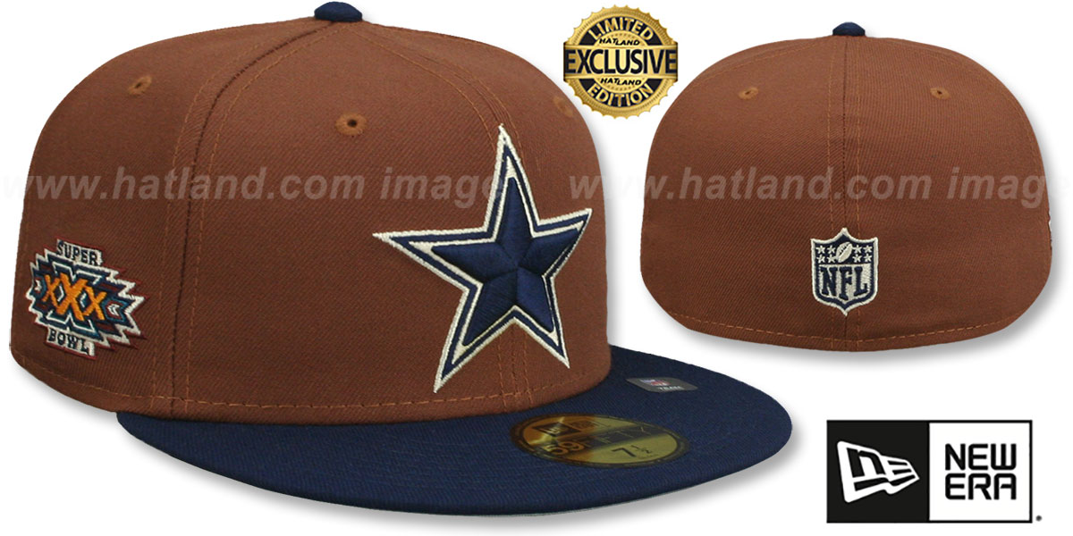 Cowboys 'HARVEST SIDE-PATCH' Brown-Navy Fitted Hat by New Era
