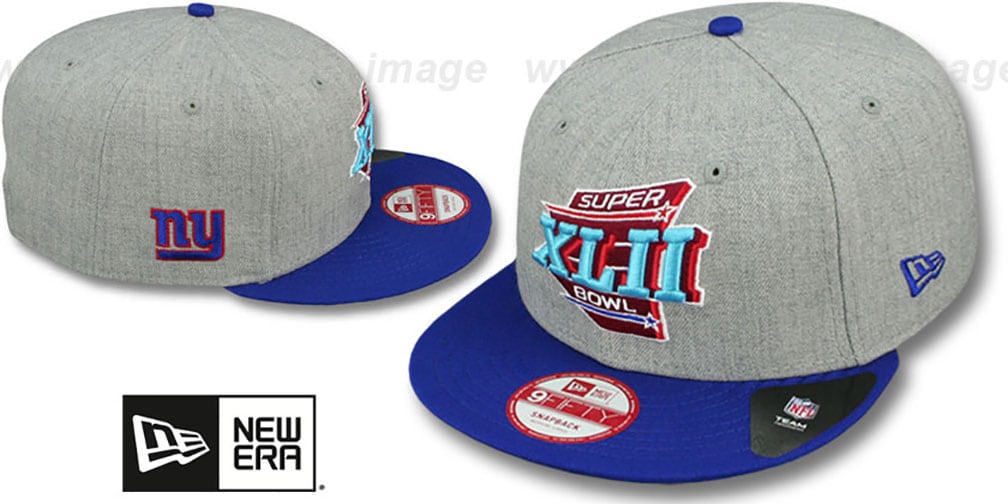 NY Giants 'SUPER BOWL XLII SNAPBACK' Grey-Royal Hat by New Era