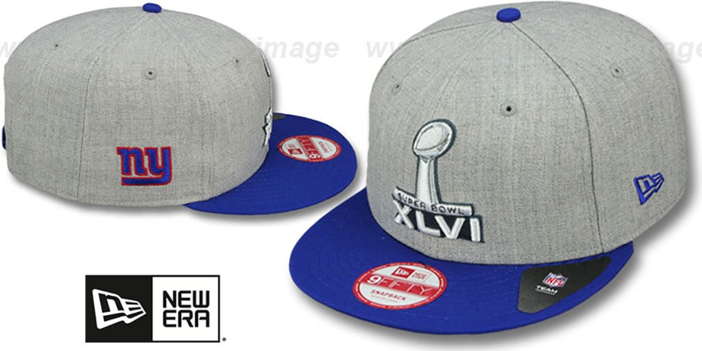 NY Giants 'SUPER BOWL XLVI SNAPBACK' Grey-Royal Hat by New Era