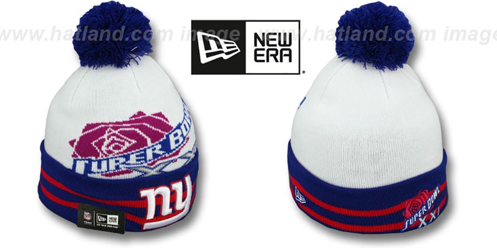 NY Giants 'SUPER BOWL XXI' White Knit Beanie Hat by New Era