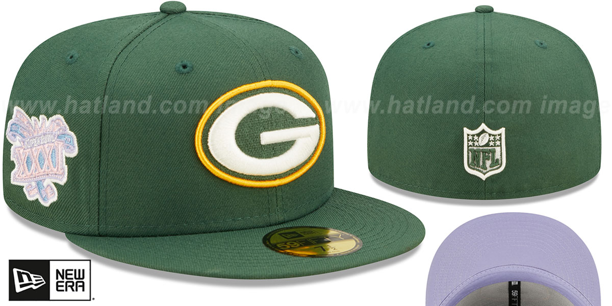 Packers SB XXXI 'POP-SWEAT' Green-Lavender Fitted Hat by New Era