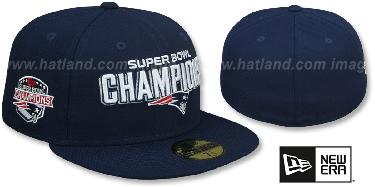 Patriots '6X SIDE-PATCH SUPER BOWL CHAMPIONS' Navy Fitted Hat by New Era