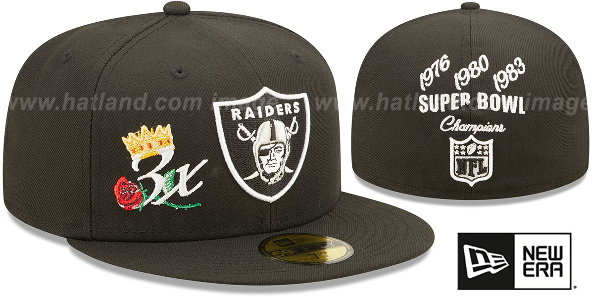 Raiders 'CROWN CHAMPS' Black Fitted Hat by New Era