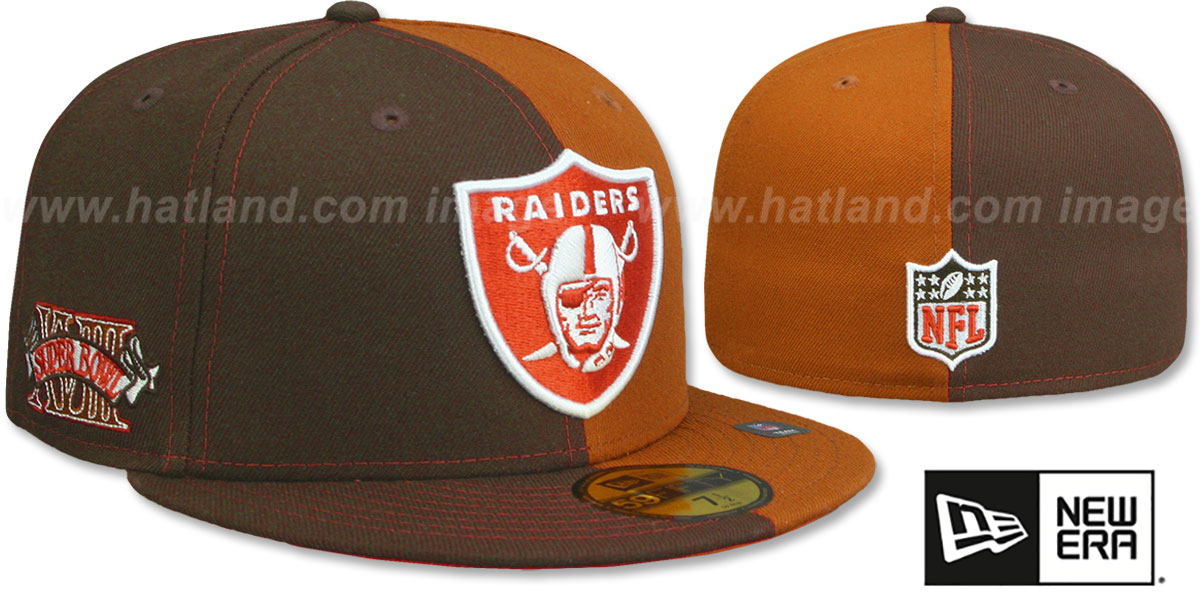 Raiders SB XVIII 'SPLIT SIDE-PATCH' Brown-Wheat Fitted Hat by New Era