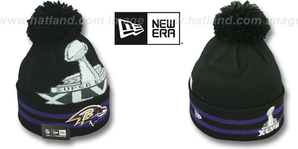 Ravens 'SUPER BOWL XLVII' Black Knit Beanie Hat by New Era