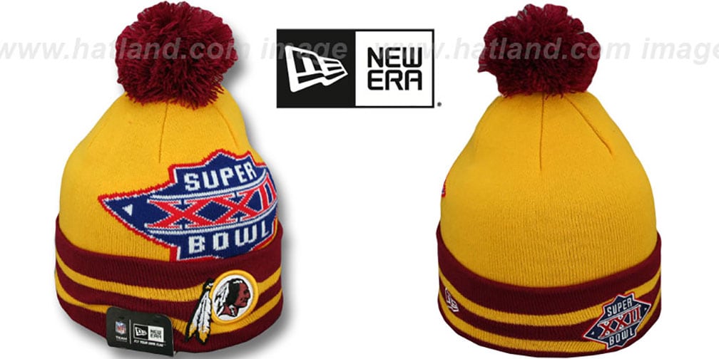 Redskins 'SUPER BOWL XXII' Gold Knit Beanie Hat by New Era