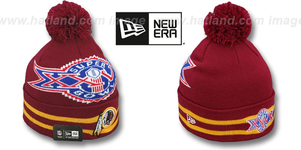 Redskins 'SUPER BOWL XXVI' Burgundy Knit Beanie Hat by New Era