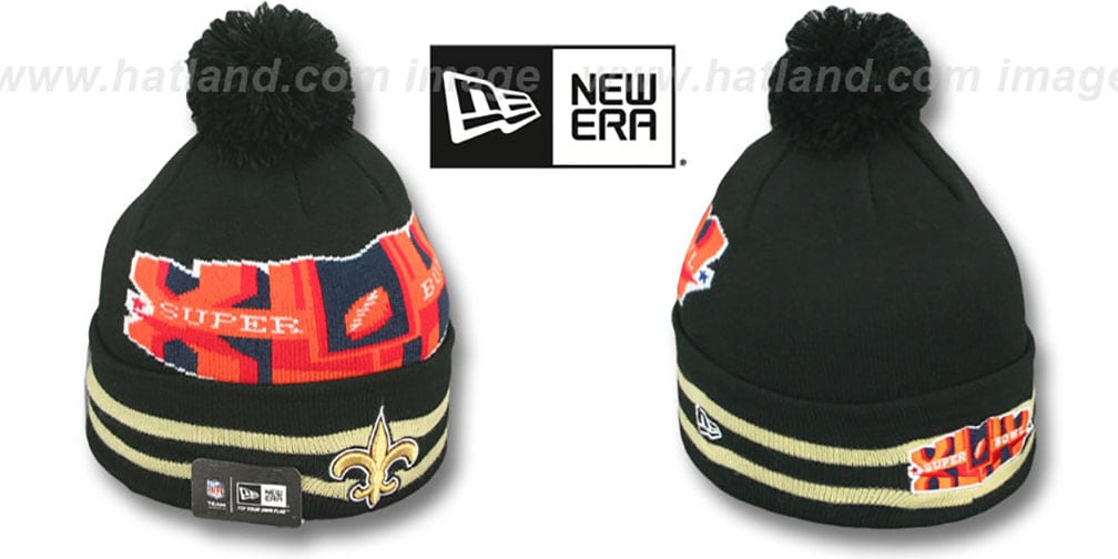Saints 'SUPER BOWL XLIV' Black Knit Beanie Hat by New Era