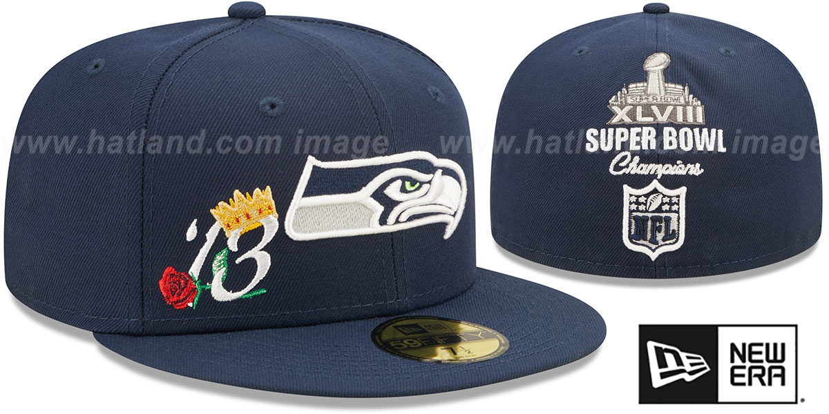 Seahawks 'CROWN CHAMPS' Navy Fitted Hat by New Era