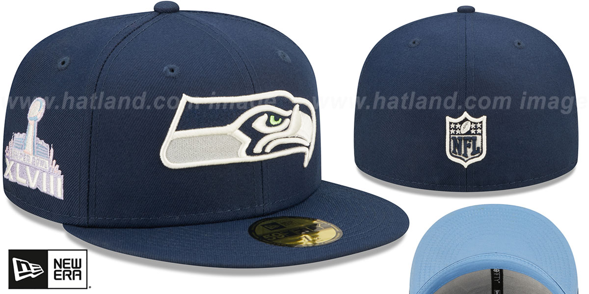 Seahawks SB XLVIII 'POP-SWEAT' Navy-Sky Fitted Hat by New Era