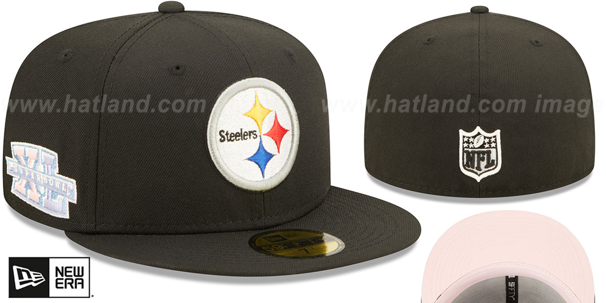 Steelers SB XL 'POP-SWEAT' Black-Pink Fitted Hat by New Era