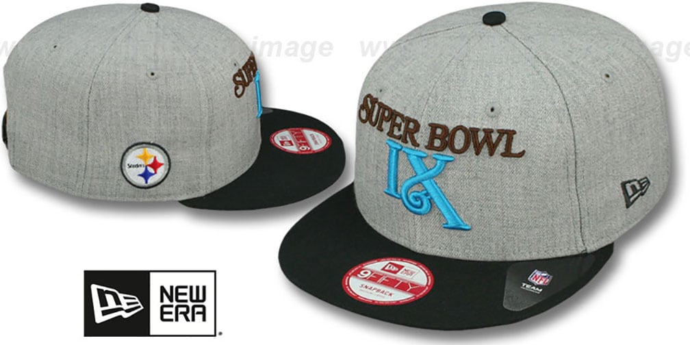 Steelers 'SUPER BOWL IX SNAPBACK' Grey-Black Hat by New Era